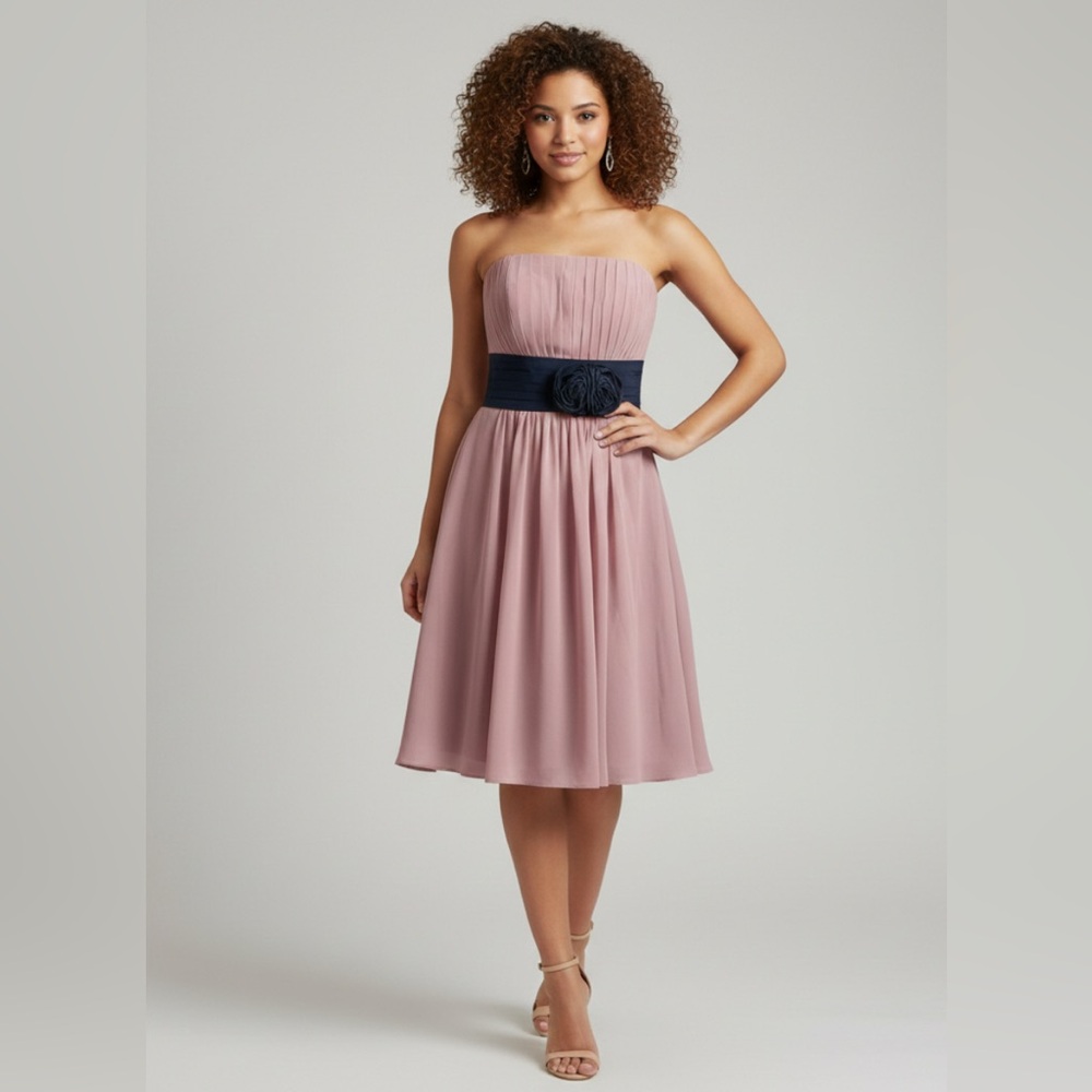 Azazie strapless bridesmaid NWT pink & navy blue dress Sz 6P formal‎